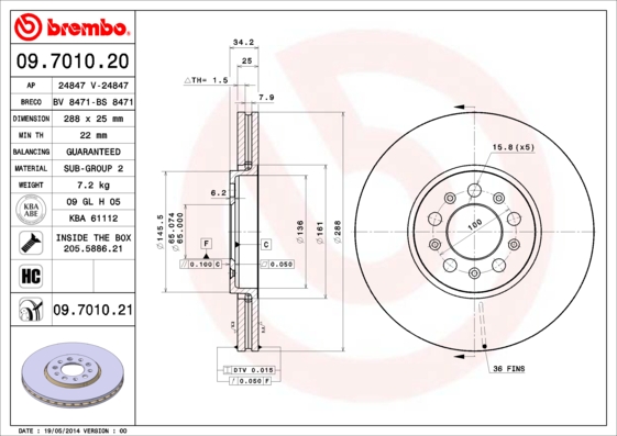 Disc frana BREMBO 09.7010.21