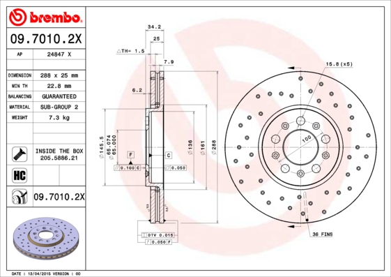 Disc frana BREMBO 09.7010.2X