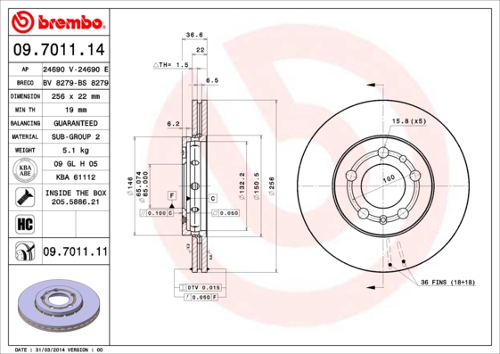 Disc frana BREMBO 09.7011.11