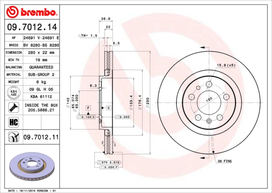 Disc frana BREMBO 09.7012.11