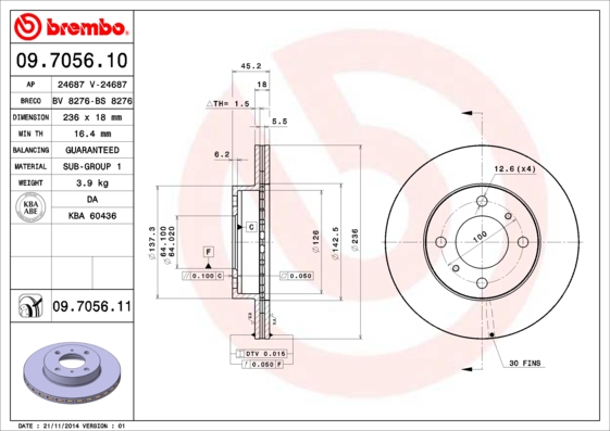 Disc frana BREMBO 09.7056.11