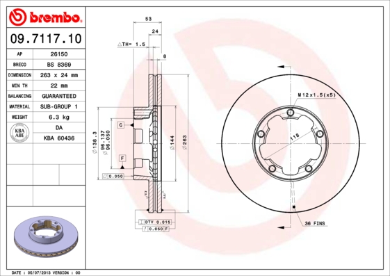 Disc frana BREMBO 09.7117.10
