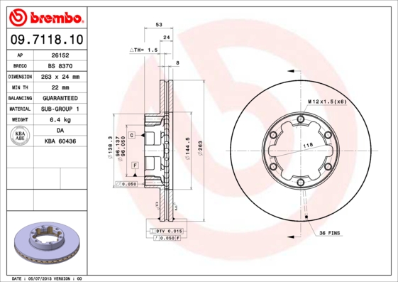 Disc frana BREMBO 09.7118.10