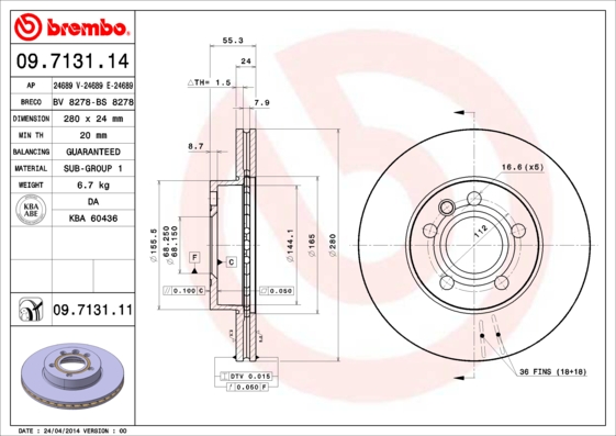 Disc frana BREMBO 09.7131.11