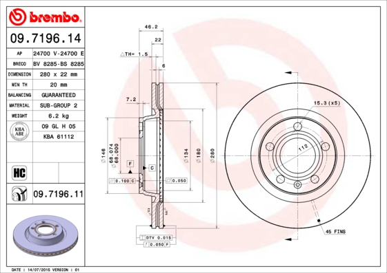 Disc frana BREMBO 09.7196.11