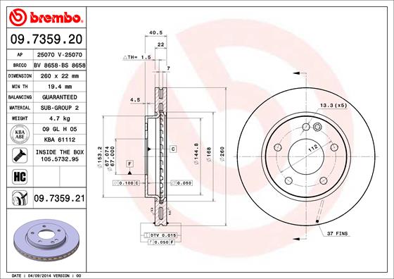 Disc frana BREMBO 09.7359.21