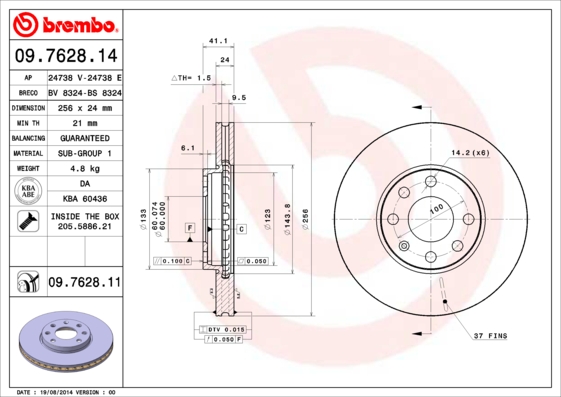 Disc frana BREMBO 09.7628.14