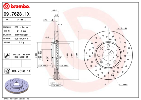 Disc frana BREMBO 09.7628.1X