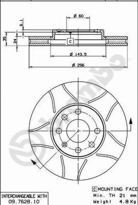 Disc frana BREMBO 09.7628.75