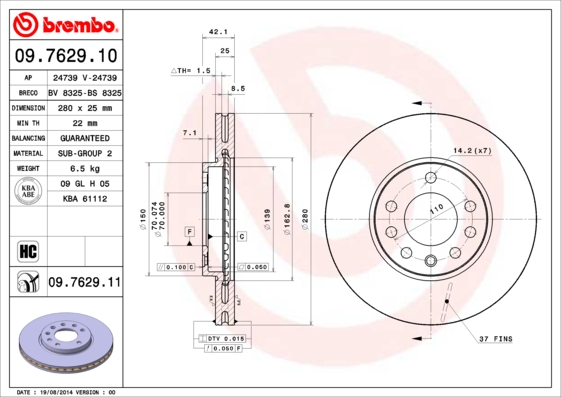 Disc frana BREMBO 09.7629.10