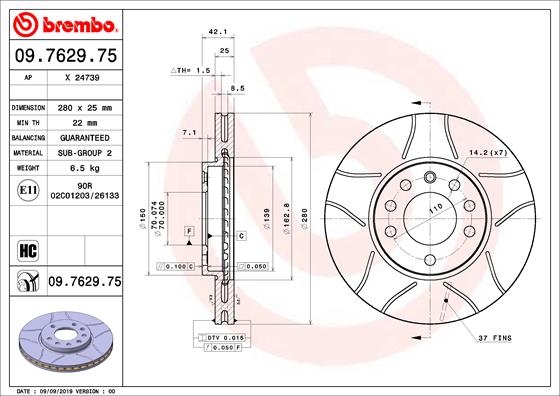 Disc frana BREMBO 09.7629.75