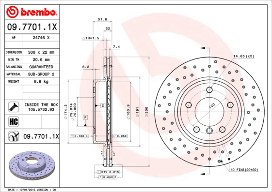 Disc frana BREMBO 09.7701.1X