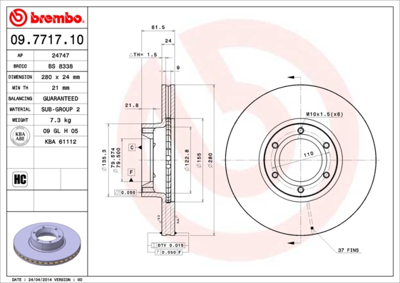 Disc frana BREMBO 09.7717.10