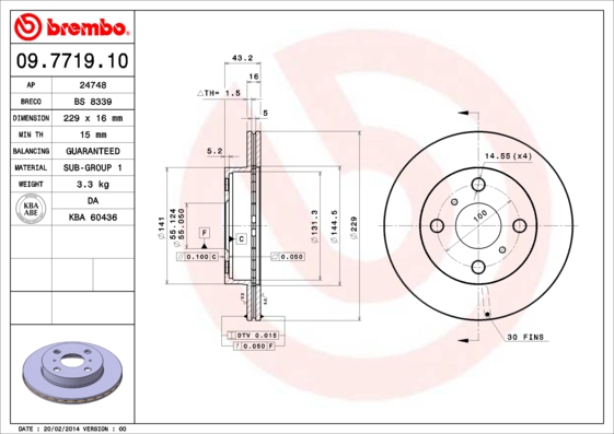 Disc frana BREMBO 09.7719.10