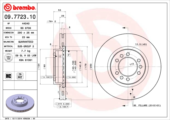 Disc frana BREMBO 09.7723.10