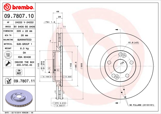 Disc frana BREMBO 09.7807.11