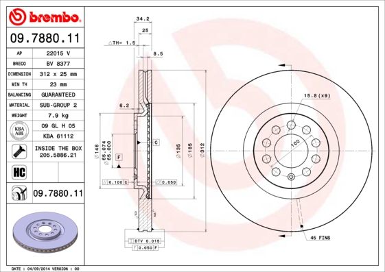 Disc frana BREMBO 09.7880.11