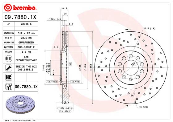 Disc frana BREMBO 09.7880.1X