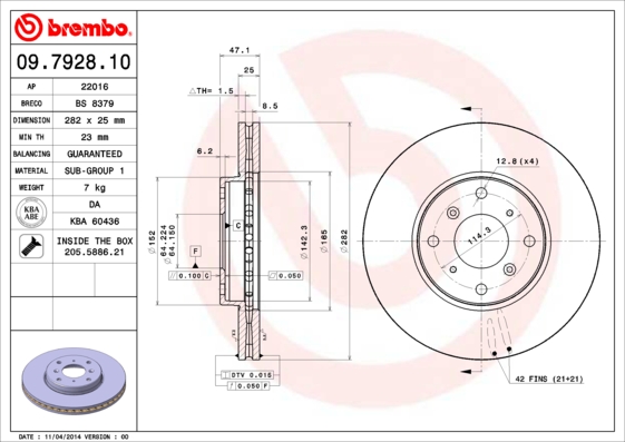 Disc frana BREMBO 09.7928.10