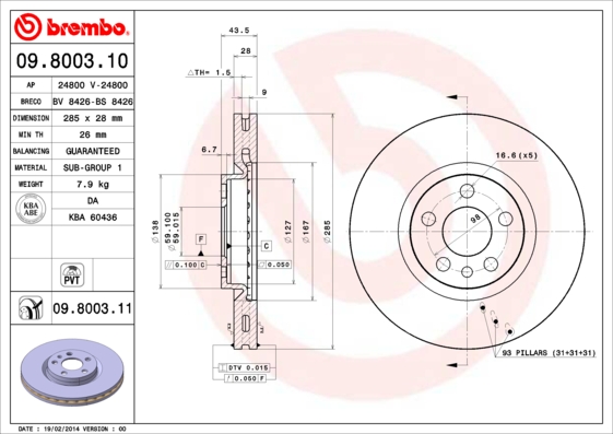 Disc frana BREMBO 09.8003.11