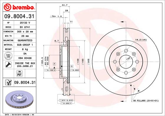Disc frana BREMBO 09.8004.31
