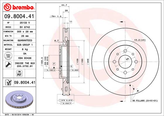 Disc frana BREMBO 09.8004.41