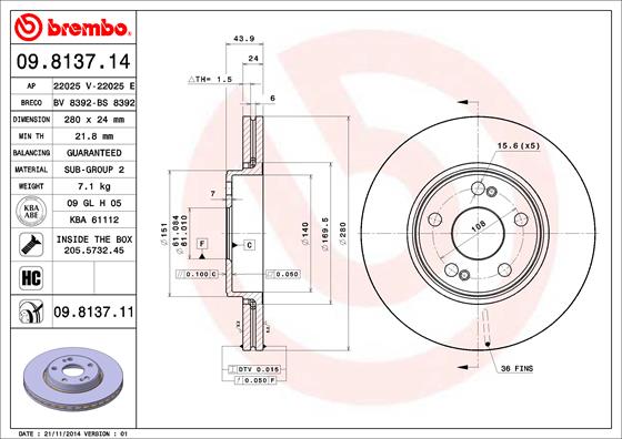 Disc frana BREMBO 09.8137.11