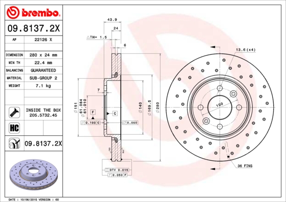 Disc frana BREMBO 09.8137.2X