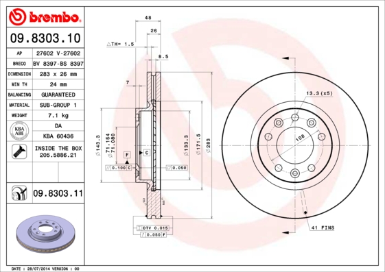 Disc frana BREMBO 09.8303.11