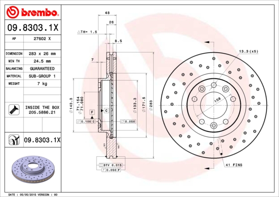 Disc frana BREMBO 09.8303.1X