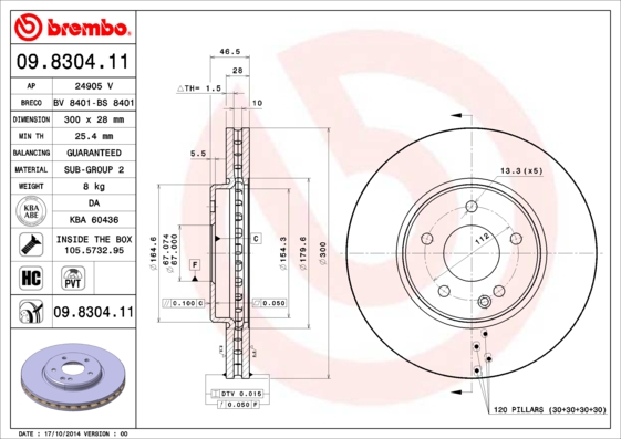 Disc frana BREMBO 09.8304.11