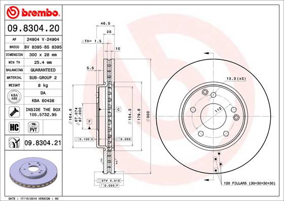 Disc frana BREMBO 09.8304.21