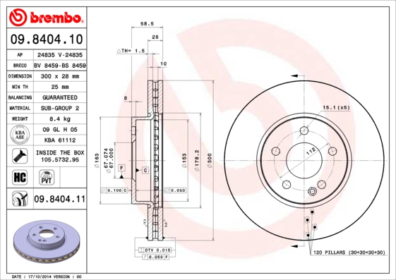 Disc frana BREMBO 09.8404.10