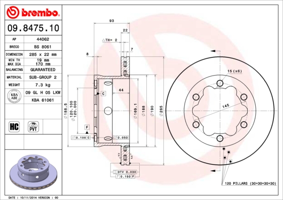 Disc frana BREMBO 09.8475.10