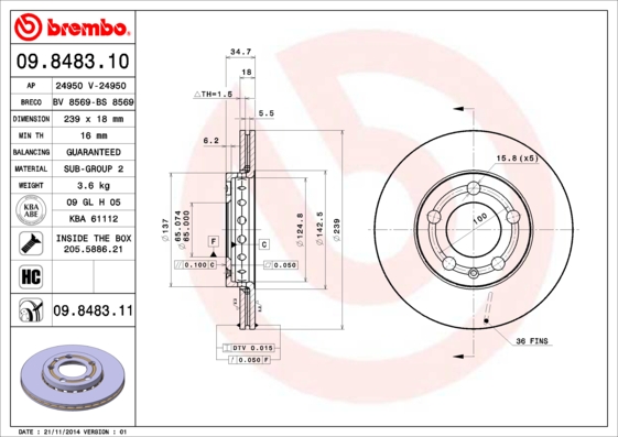 Disc frana BREMBO 09.8483.11