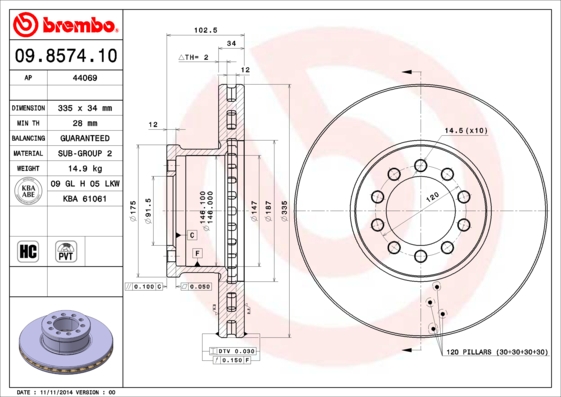 Disc frana BREMBO 09.8574.10