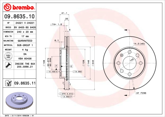 Disc frana BREMBO 09.8635.10