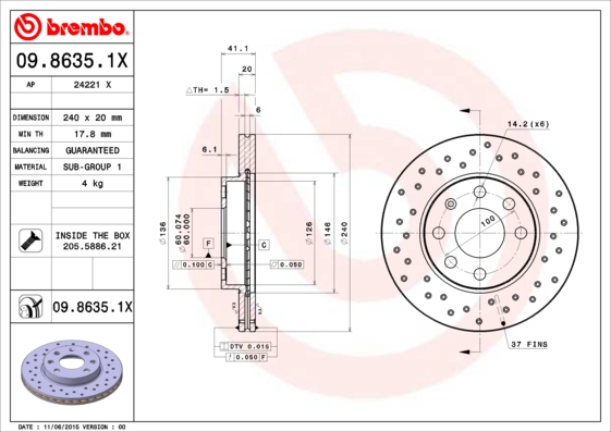 Disc frana BREMBO 09.8635.1X