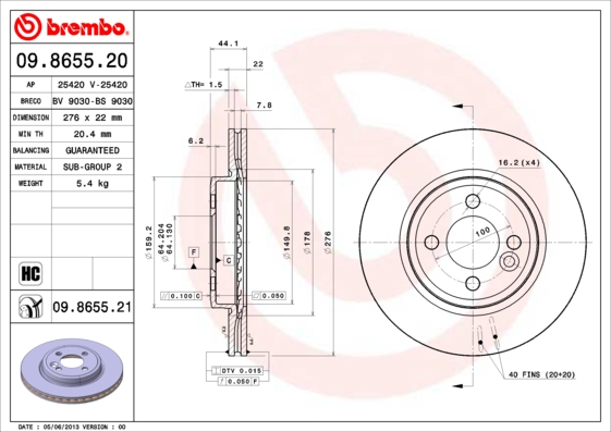 Disc frana BREMBO 09.8655.21