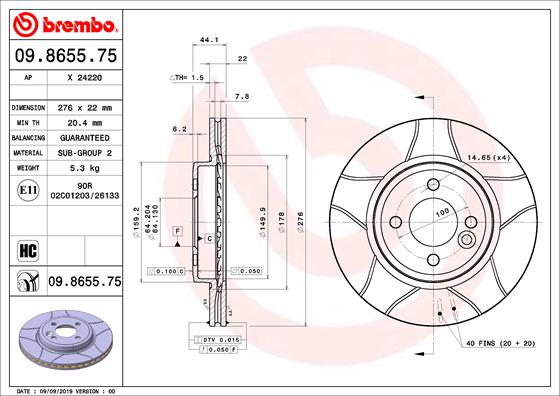 Disc frana BREMBO 09.8655.75