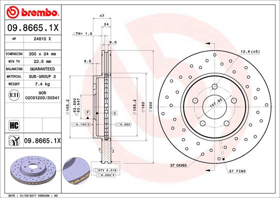 Disc frana BREMBO 09.8665.1X
