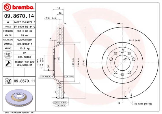 Disc frana BREMBO 09.8670.11