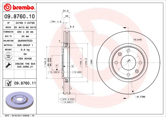 Disc frana BREMBO 09.8760.10
