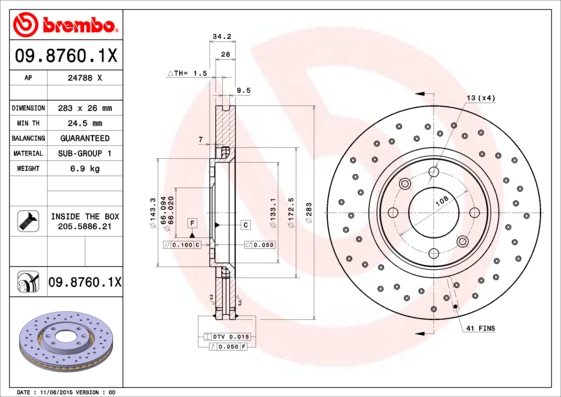 Disc frana BREMBO 09.8760.1X