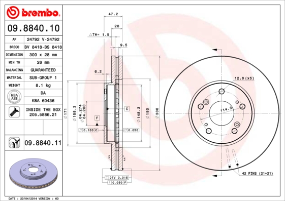 Disc frana BREMBO 09.8840.11