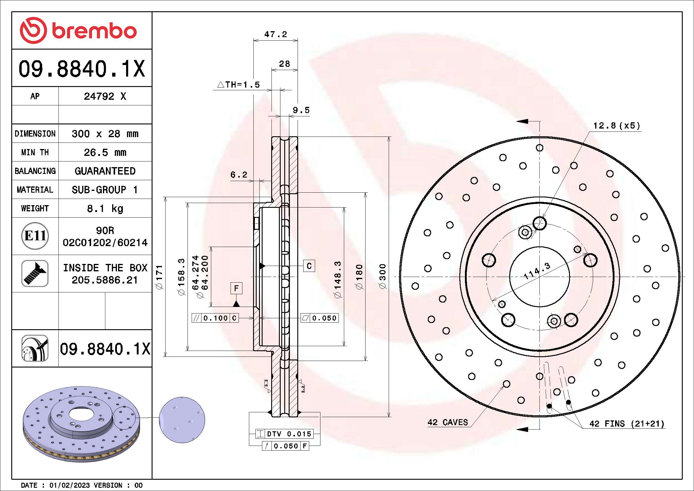Disc frana BREMBO 09.8840.1X