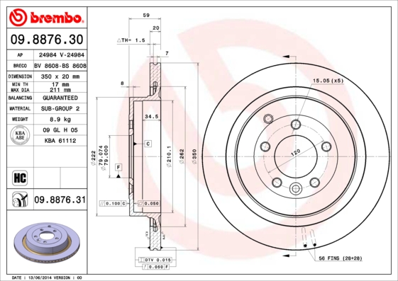 Disc frana BREMBO 09.8876.31