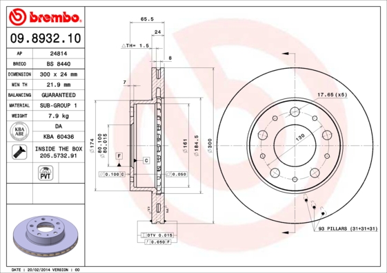 Disc frana BREMBO 09.8932.10