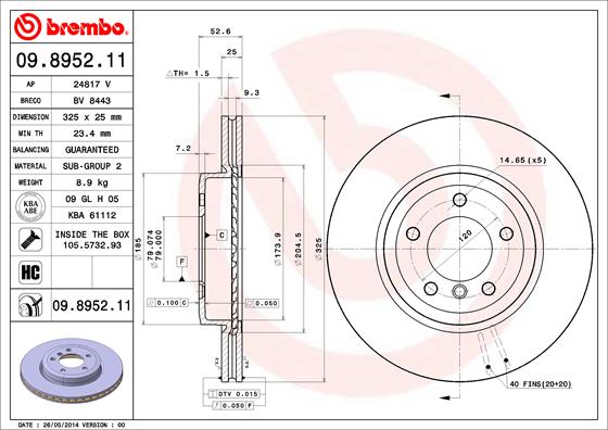 Disc frana BREMBO 09.8952.11