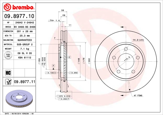 Disc frana BREMBO 09.8977.11